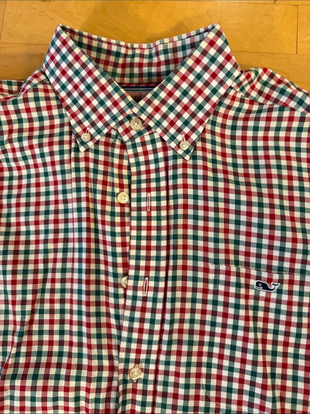 Vineyard Vines Red, Green & White Gingham Button-Down Shirt